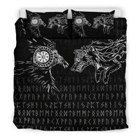 Viking Bedding Set Raven and Wolf Special Tattoo RLT12 - Wonder Print Shop