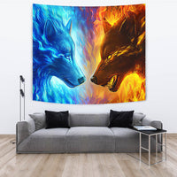 Native American Ice Fire Wolf Tapestry LT10 - Wonder Print Shop