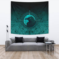 Viking Tapestry, Ethnic Odin Raven Cyan RLT12 - Wonder Print Shop
