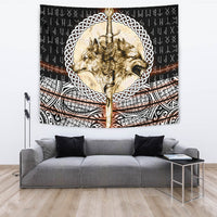 Viking Tapestry - Wolf and Vikings Tattoo 3D RLT12 - Wonder Print Shop