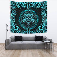 Viking Tapestry - Fenrir Viking Cyan 3D RLT12 - Wonder Print Shop