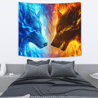 Native American Ice Fire Wolf Tapestry LT10 - Wonder Print Shop