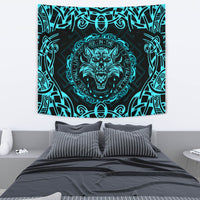 Viking Tapestry - Fenrir Viking Cyan 3D RLT12 - Wonder Print Shop
