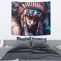 3D Native Girl Native American Tapestry LT10 - Wonder Print Shop