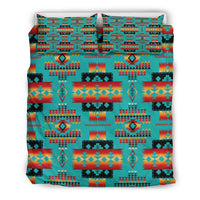 Blue Native Tribes Pattern Native American Bedding Set LT10 - Wonder Print Shop