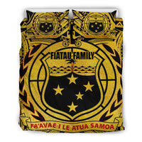 FIATAU FAMILY Samoa Bedding Set - Samoa Coat Of Arm, Polynesian Tattoo Gold RLT7 - Wonder Print Shop