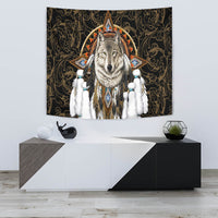 Wolf Dreamcatcher Feather Native American Tapestry LT10 - Wonder Print Shop