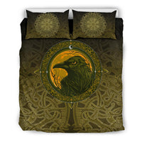 Viking Bedding Set, Ethnic Odin Raven Gold RLT12 - Wonder Print Shop