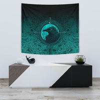 Viking Tapestry, Ethnic Odin Raven Cyan RLT12 - Wonder Print Shop