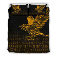 Viking Bedding Set The Raven Of Odin Rune, Gold RLT12 - Wonder Print Shop