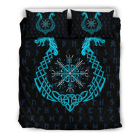 Viking Bedding Set, Aegishjalmur Helm Of Awe Blue Edition RLT12 - Wonder Print Shop