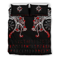 Viking Bedding Set Double Dragon Tattoo and Vegvisir Blood RLT12 - Wonder Print Shop