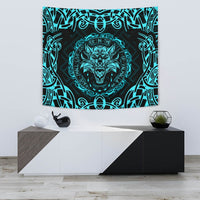 Viking Tapestry - Fenrir Viking Cyan 3D RLT12 - Wonder Print Shop