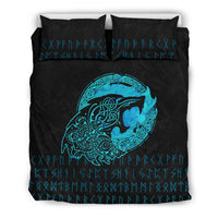 Viking Bedding Set Fenrir Wolf Cyan RLT12 - Wonder Print Shop