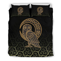 Viking Bedding Set Owl Celtic On Triskels Background RLT12 - Wonder Print Shop