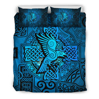 Viking Bedding Set Raven Odin Celtic Cyan RLT12 - Wonder Print Shop