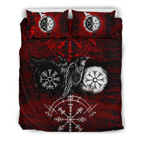 Viking Bedding Set Raven Of Odin and Symbol Viking On Blood Background RLT12 - Wonder Print Shop