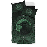 Viking Bedding Set, Ethnic Odin Raven Green RLT12 - Wonder Print Shop