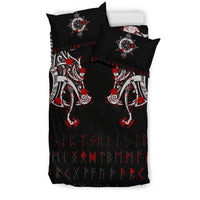 Viking Bedding Set Double Dragon Tattoo and Vegvisir Blood RLT12 - Wonder Print Shop