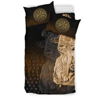 Viking Bedding Set Odin Raven Viking Gold RLT12 - Wonder Print Shop