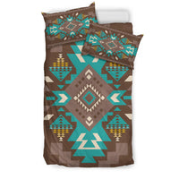 Blue Pattern Brown Native American Bedding Set LT10 - Wonder Print Shop
