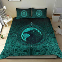 Viking Bedding Set, Ethnic Odin Raven Cyan RLT12 - Wonder Print Shop