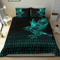 Viking Bedding Set The Raven Of Odin Rune Cyan RLT12 - Wonder Print Shop