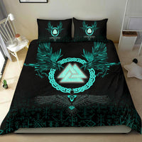 Viking Bedding Set Three Raven and Valknut Cyan RLT12 - Wonder Print Shop