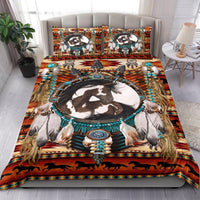 White and Brown Horse Dreamcatcher Native American Bedding Set LT10 - Wonder Print Shop