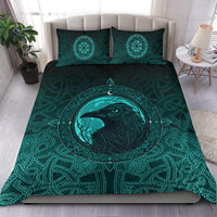 Viking Bedding Set, Ethnic Odin Raven Cyan RLT12 - Wonder Print Shop