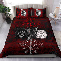 Viking Bedding Set Raven Of Odin and Symbol Viking On Blood Background RLT12 - Wonder Print Shop