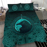 Viking Bedding Set, Ethnic Odin Raven Cyan RLT12 - Wonder Print Shop