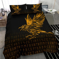 Viking Bedding Set The Raven Of Odin Rune, Gold RLT12 - Wonder Print Shop