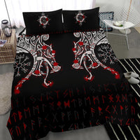 Viking Bedding Set Double Dragon Tattoo and Vegvisir Blood RLT12 - Wonder Print Shop