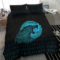 Viking Bedding Set Fenrir Wolf Cyan RLT12 - Wonder Print Shop