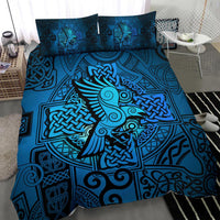 Viking Bedding Set Raven Odin Celtic Cyan RLT12 - Wonder Print Shop