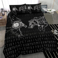 Viking Bedding Set Raven and Wolf Special Tattoo RLT12 - Wonder Print Shop