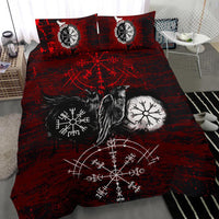 Viking Bedding Set Raven Of Odin and Symbol Viking On Blood Background RLT12 - Wonder Print Shop