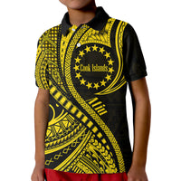 Atiu Cook Islands Polo Shirt Gold Polynesian Wave Style - Wonder Print Shop