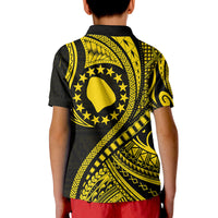 Atiu Cook Islands Polo Shirt Gold Polynesian Wave Style - Wonder Print Shop