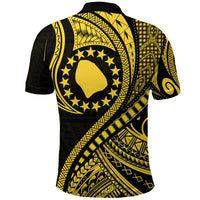 Atiu Cook Islands Polo Shirt Gold Polynesian Wave Style - Wonder Print Shop