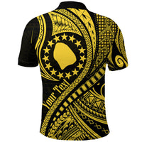 Custom Atiu Cook Islands Polo Shirt Gold Polynesian Wave Style - Wonder Print Shop
