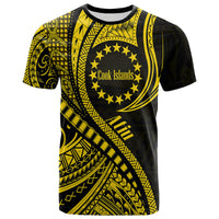 Custom Atiu Cook Islands T Shirt Gold Polynesian Wave Style - Wonder Print Shop