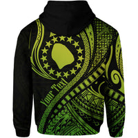 Custom Personalised Atiu Cook Islands Hoodie Green Polynesian Wave Style - Wonder Print Shop