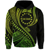 Custom Personalised Atiu Cook Islands Hoodie Green Polynesian Wave Style - Wonder Print Shop