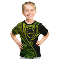 Custom Atiu Cook Islands T Shirt Green Polynesian Wave Style - Wonder Print Shop