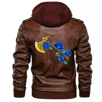 Viking Clothing Viking Axe With Roses Zipper Leather Jacket RLT12 - Wonder Print Shop