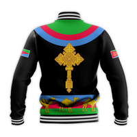 Eritrea Baseball Jacket Cross Flag Camel Black LT13 - Wonder Print Shop