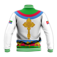 Eritrea Baseball Jacket Cross Flag Camel White LT13 - Wonder Print Shop