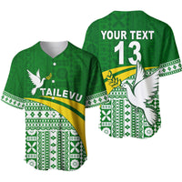 Green rugby baseball jersey set: front 'TAILEVU' and back 'YOUR TEXT' 13